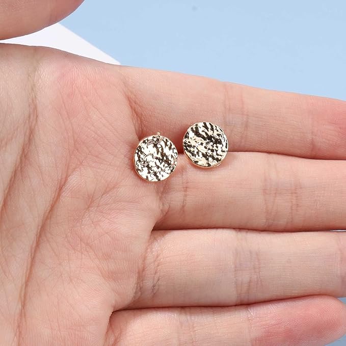 Boho Disc Coin Studs Earrings Gold Hammered Coin Earrings Tiny Circle Earrings Studs Minimalist Geometric Earrings for Women and Girls Gifts-Velvo Beauty