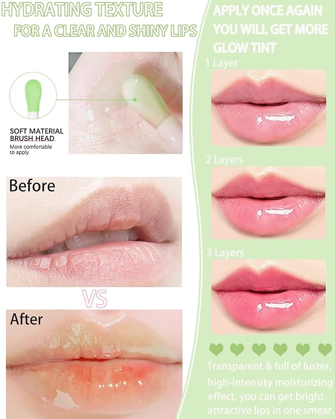 Tinted Moisturizing Lip Glow Oil,Hydrating Plumping Lip Gloss Lip Care Clear Toot Lip Oil for Dry Lip,Glow Reviver Lip Oil,Shine Lip Tint Stain Lip Care Product,Christmas Makeup Gift for Women-#016-Velvo Beauty