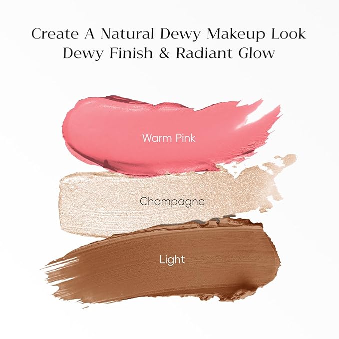 Trio Contour Sticks Set, Highlighter Stick & Bronzer Stick & Blush Stick For Cheek+Lip,Highlight and Contour to Create a Natural Dewy Makeup Look for Light | Set of 45g/1.6fl.oz-Velvo Beauty