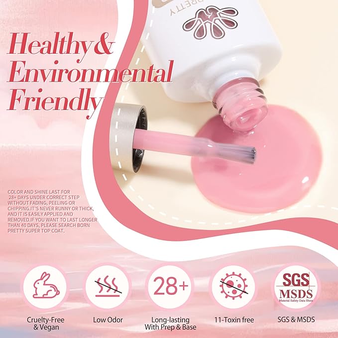 Born Pretty Jelly Gel Nail Polish Sheer Pink Gel Nail Polish Crystal Transparent Milky Gel Polish Kit Nail Art Varnish Collection Gift Set 7ML 6PCS-Velvo Beauty