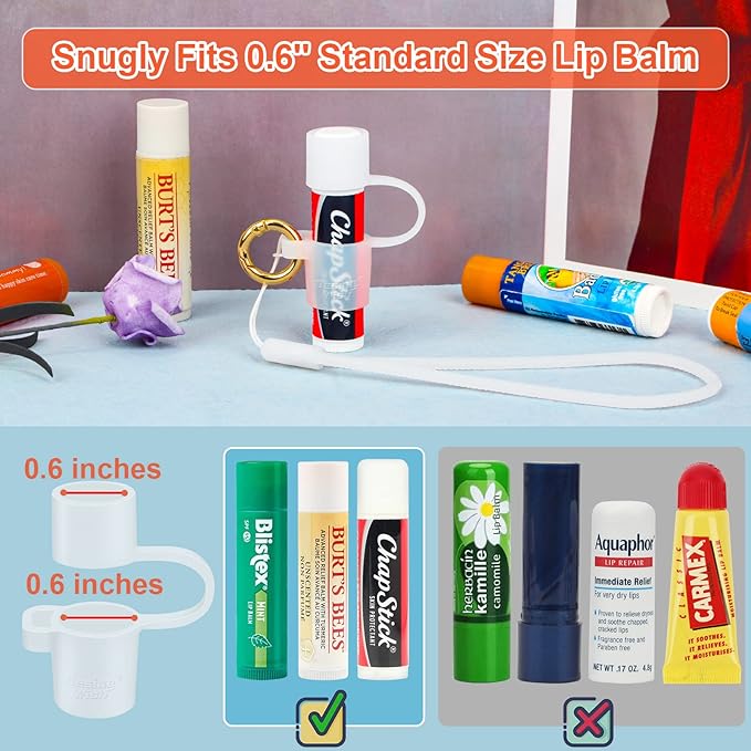 Desing Wish Silicone Lip Balm Holder with Cap Cover Portable Chapstick Holder Keychain Sleeve Lip Balm Key Chain with Key Ring and Wrist Strap Lanyard - Transparent-Velvo Beauty