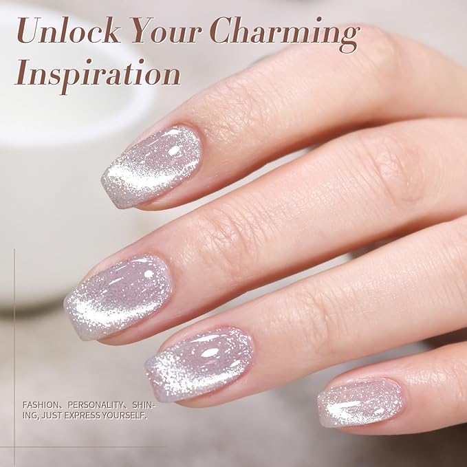 Born Pretty Cat Magnetic Eye Gel Nail Polish Reflective Glitter Gel Polish Red Silver Champagne Gold Glitter Gel Nail Polish 6PCS Set-Velvo Beauty