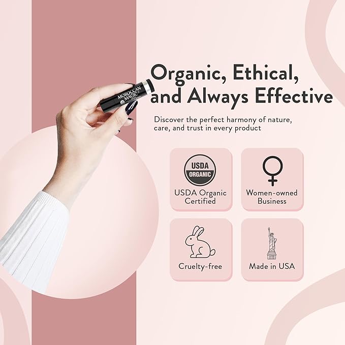 Moroccan Magic Organic Unscented Lip Balm 3 Pack | Ultra-Hydrating Argan Oil Lip Moisturizer + Vitamin E | Natural Chapstick for Dry Lips | Smooth, Non-Toxic | Organic Lip Balm-Velvo Beauty