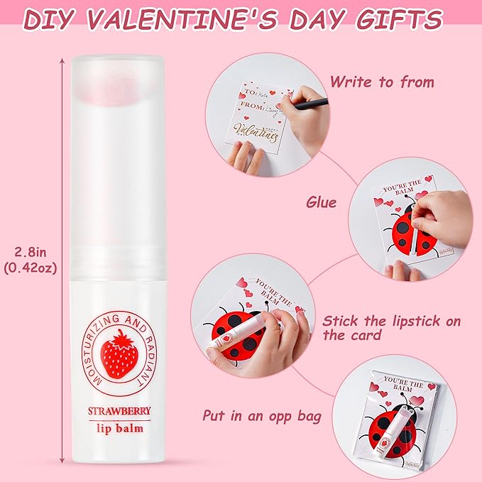 24 Pack Valentines Day Gifts for Kids lip balm bulk,chapstick bulk,party favors for kids boys girls,Natural Moisturizing Lip Balm for dry cracked lips,goody bag filler,Wedding Gifts-Velvo Beauty