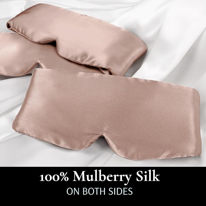 Zenssia 100% Mulberry Silk Sleep Mask Eye Mask for Man and Woman with Adjustable Headband, Full Size Large Sleep Mask & Blindfold for Total Blackout for All Night Sleep, Travel & Nap-Taupe-Velvo Beauty