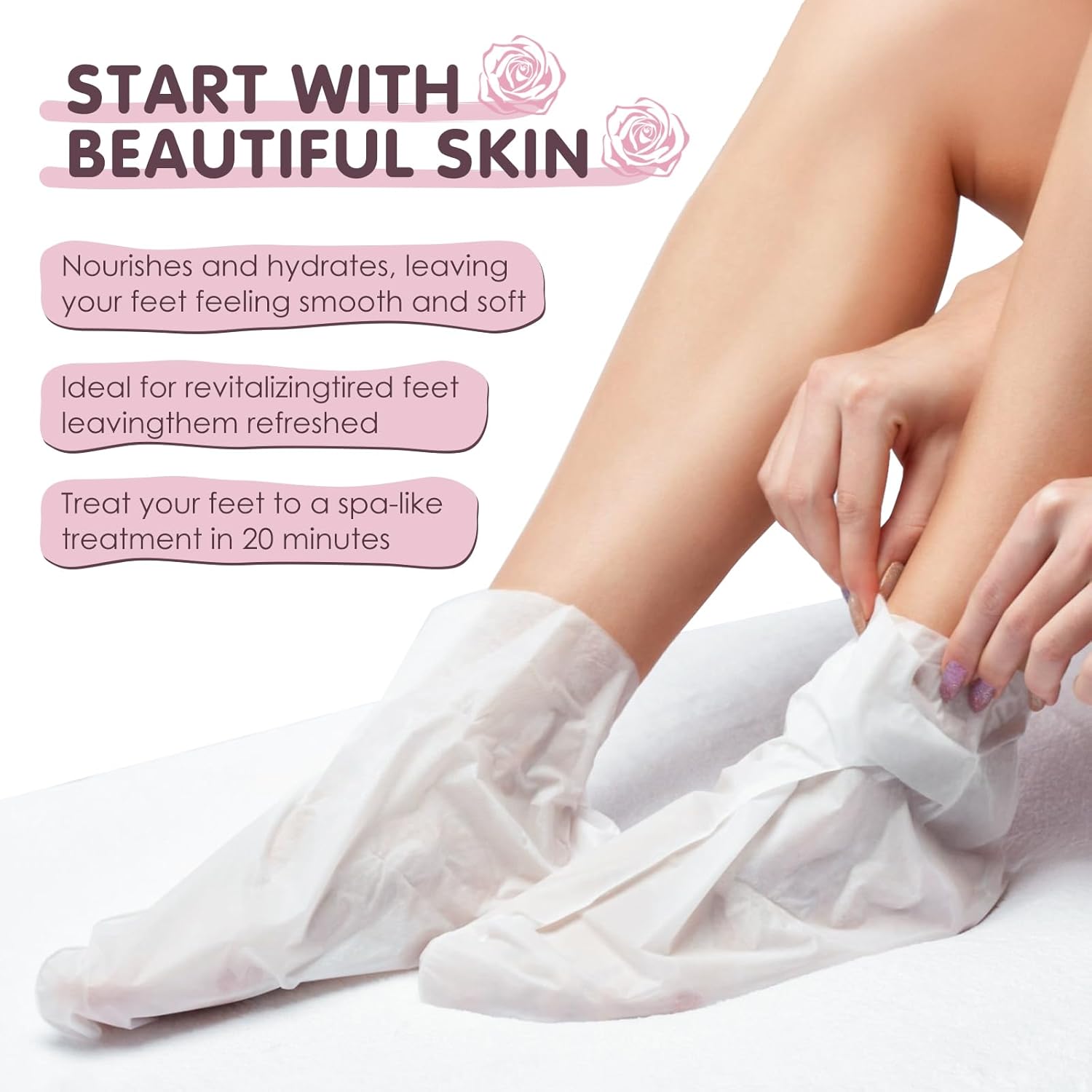 AUSLKA Moisturizing Foot Mask, Moisturizing Socks, Hydrating Moisturizer Sock for Dry Cracked Feet Heel, Leave Your Feet Moisture and Smooth(Shea Butter) - 6 Packs-Velvo Beauty