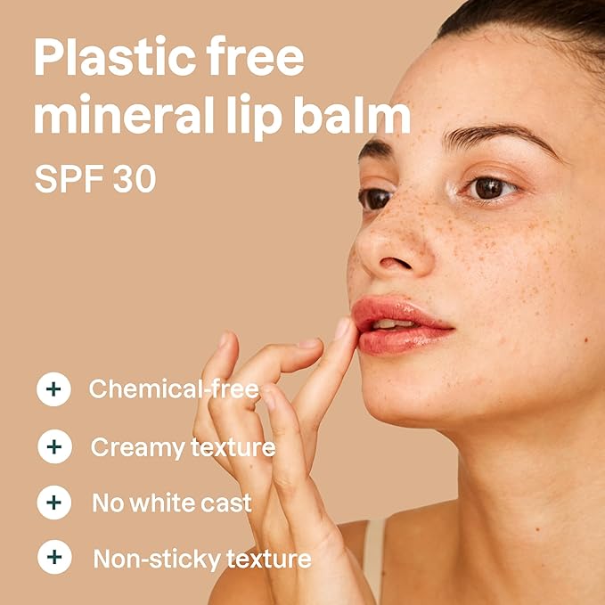 ATTITUDE Oceanly Tinted Lip Balm with SPF 30, EWG Verified, Plastic-Free, Broad Spectrum UVA/UVB Protection with Zinc Oxide, Vegan, Unscented, Baby Rose, 0.3 Ounce-Velvo Beauty