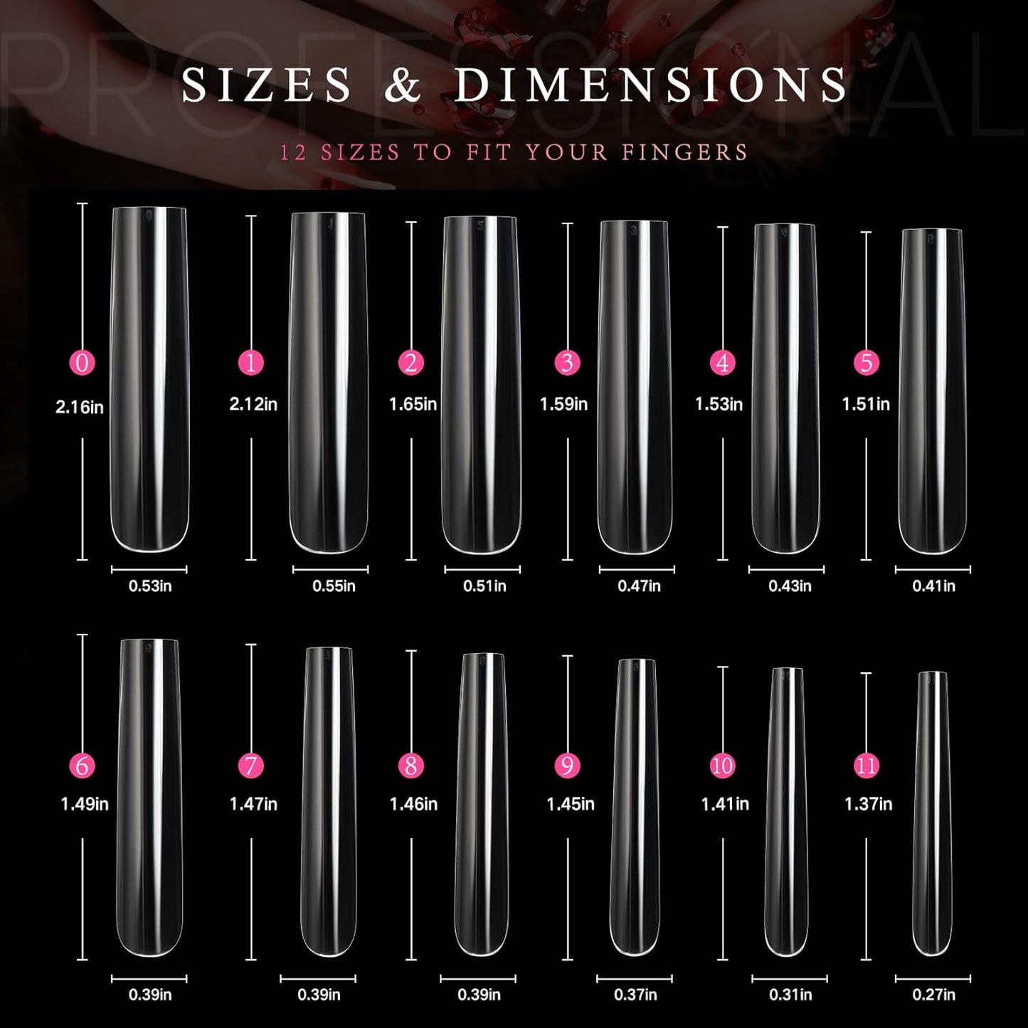 Ranrose Extra Long Nail Tips,240PCS XXXL Square Acrylic Tips Full Cover Clear Straight Tapered-Velvo Beauty