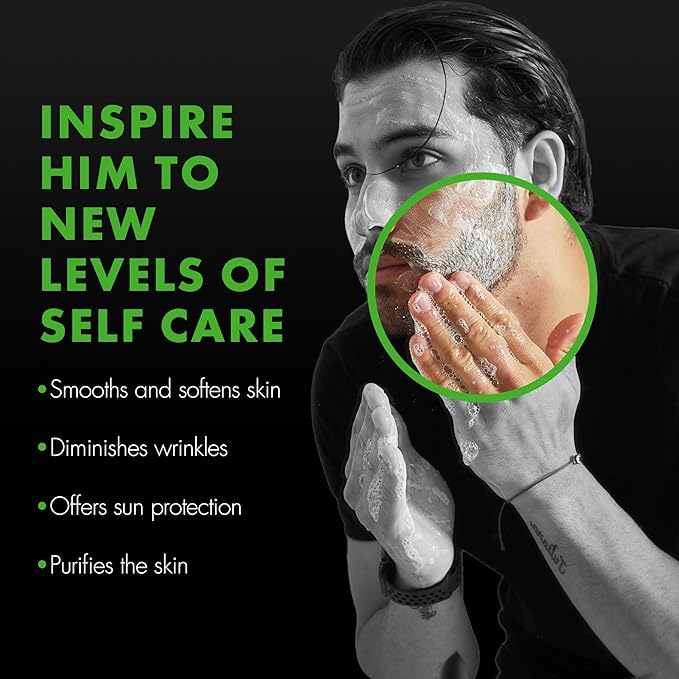 Tiege Hanley Mens Skin Care Gift Box Set, Silver - Men's Skincare Set Includes Face Wash, AM & PM Facial Moisturizer, Face Clay Mask & Scrub, Body Scrub Bar, & Moisturizing Lip Balm-Velvo Beauty