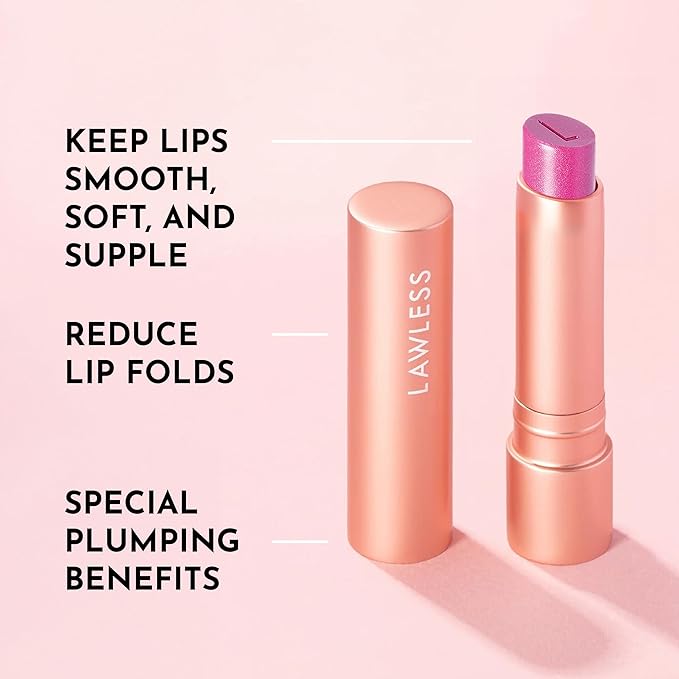 Lawless Forget the Filler Lip Plumping Line Smoothing Tinted Balm - Candy Girl - Premium Tinted Lip Balm with Natural Ingredients to Plump and Smooth Lips for a Firmer, Fuller Look - 0.09 oz-Velvo Beauty