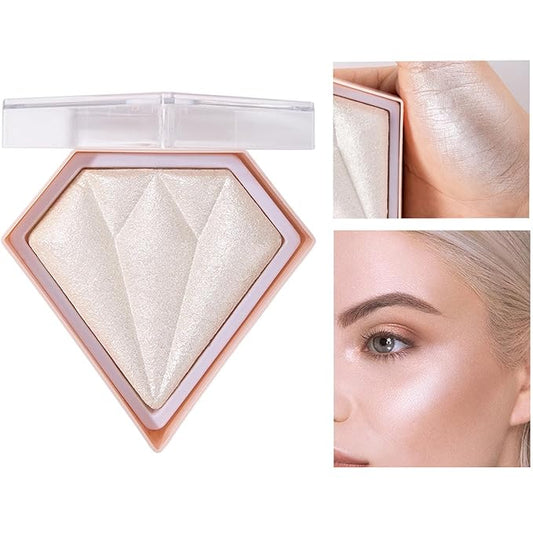 MEICOLY Baked Highlighter Powder Palette,Natural Face Highlighter Shimmer Powder,Long Lasting Glittery Highlighter Makeup Face Luminizer,01 Pearl White-Velvo Beauty