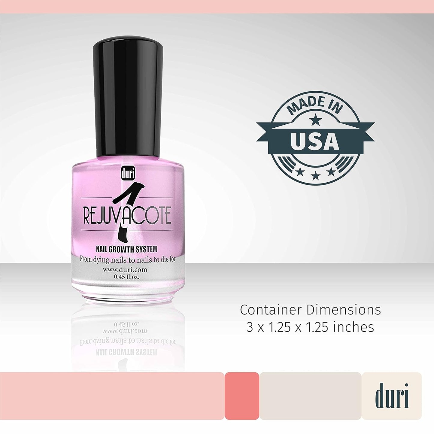 duri Rejuvacote 1 Nail Growth System - Original Maximum Strength Formula - Nail Strengthener and Nail Growth - Base and Top Coat - Pack of 2-0.45 fl. oz.-Velvo Beauty