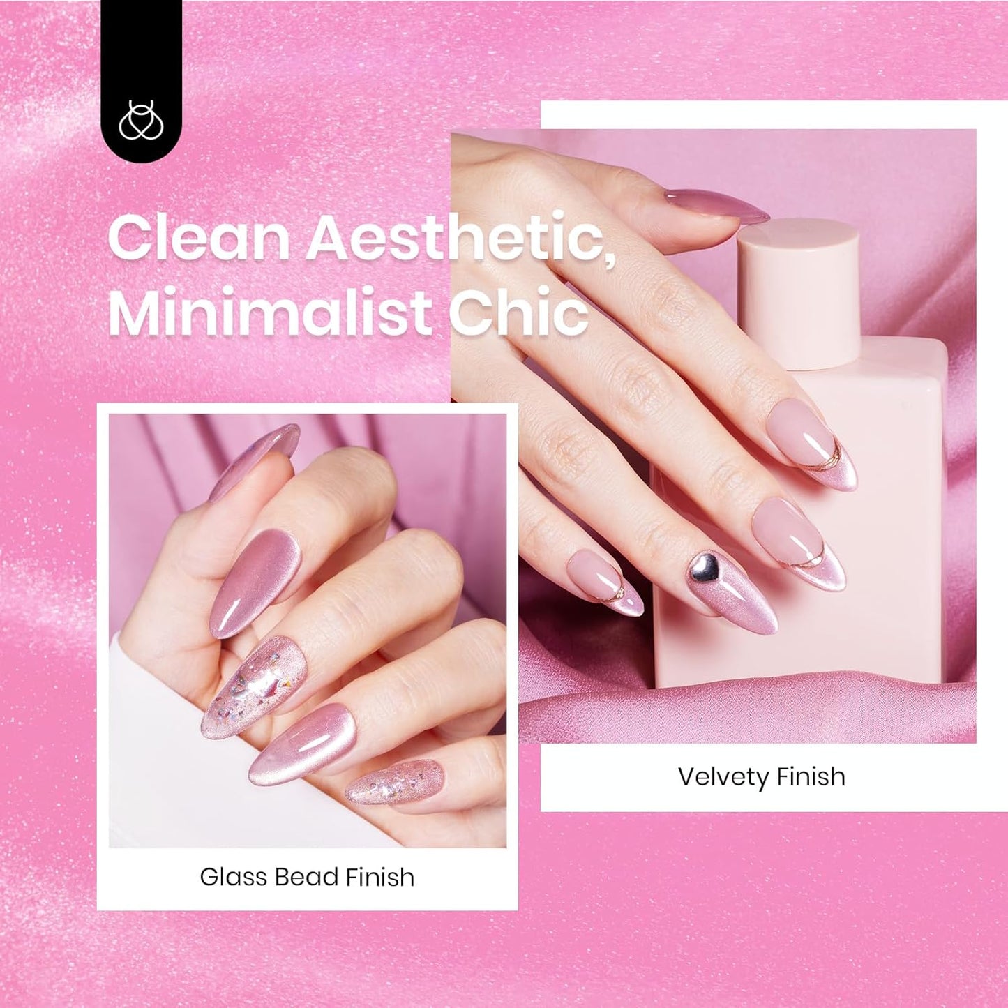 Beetles Cat Eye Gel Nail Polish, 15ML Pink Cat Eye Glitter Gel Nail Polish Holographic Pink Cat Eye Magnetic Reflective Translucent Gel Polish Nail Art DIY at Home-Velvo Beauty