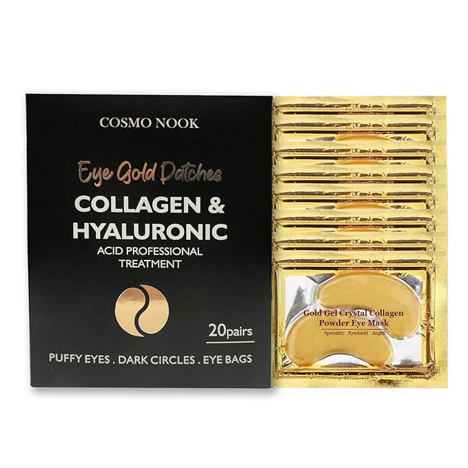 Under Eye Patches (20 Pairs) - Golden Eye Mask with Amino Acid & Collagen, Cooling Eye Care for Wrinkles, Puffy Eyes & Dark Circles, Skincare Treatment for Men & Women-Velvo Beauty