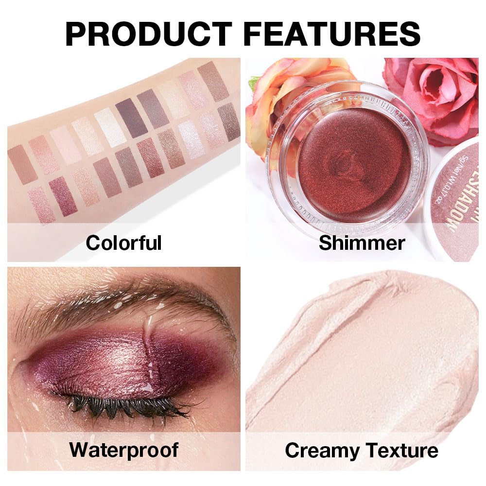 Kaely Single Cream Eyeshadow Pot, Pearl Translucent Eye Shadow for Older Women High Pigmented Waterproof, Natural Eyeshadow Palette Makeup Brightener, sombras en crema para ojos, Blendable, P06-Velvo Beauty