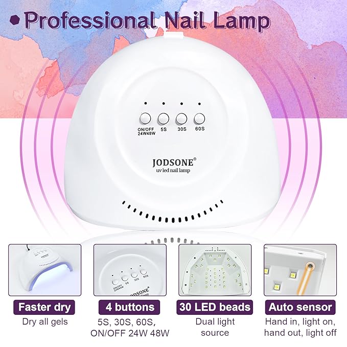 JODSONE 36 Pieces Gel Nail Polish Set U V Light Nail Drill Beginner Set Glossy Surface Easy To Apply Matte Texture All-In-One Manicure Kit-Velvo Beauty