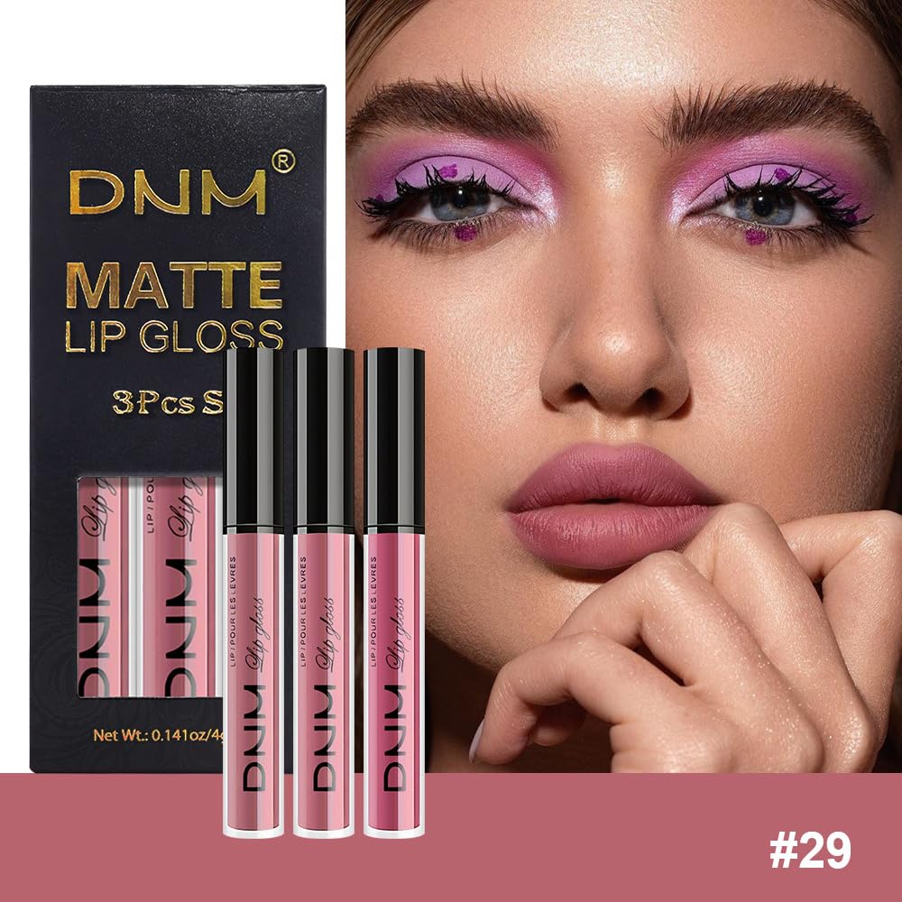 evpct 3Pcs Light Neutral Mauve Matte Liquid Lipstick Lip Stain Sets for Women, Matte Lipstick Long Lasting Waterproof Permanent 24 Hours original, Magic Lip Sticks Pack for Halloween Daily Makeup-Velvo Beauty