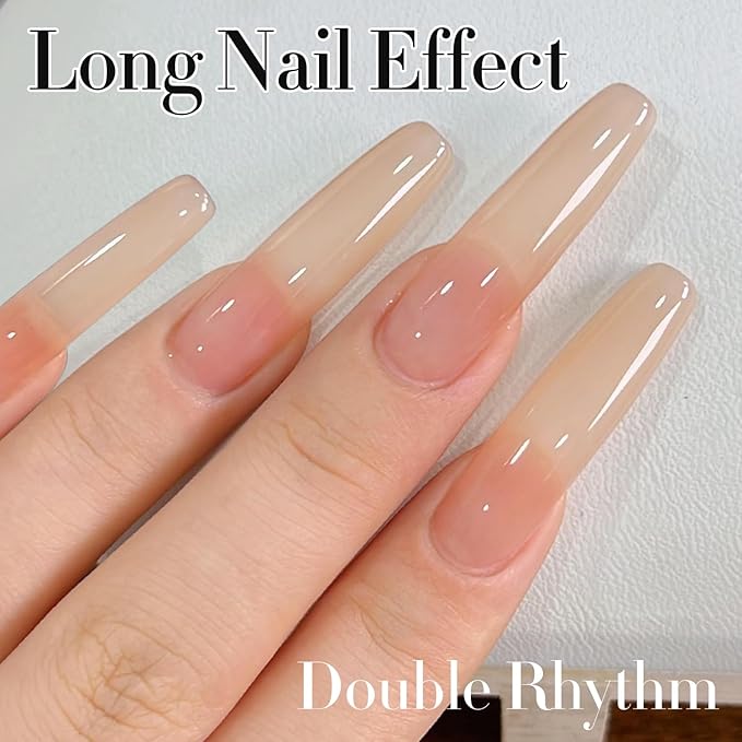 Double Rhythm 0.5Oz Translucent Gel Polish Sheer Neutral Natural Light Milky Same Color Same Bottle 15ML Jelly Art DIY at Home (Neutral Nude Pink-A1368)-Velvo Beauty