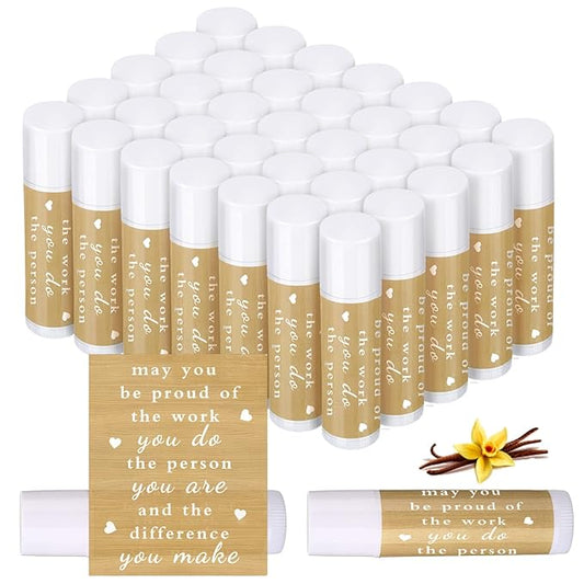 Demissle Thank You Gifts for Coworker Lip Balm Bulk Set Inspirational Appreciation Gifts Leaving Farewell Gifts Vanilla Ingredients Lips Care Products for Friends Teacher Worker Employee (36 Pcs)-Velvo Beauty