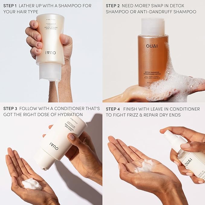 OUAI Leave In Conditioner & Heat Protectant Spray - Prime Hair for Style, Smooth Flyaways, Add Shine and Use as Detangling Spray - No Parabens, Sulfates or Phthalates (1.5 oz)-Velvo Beauty