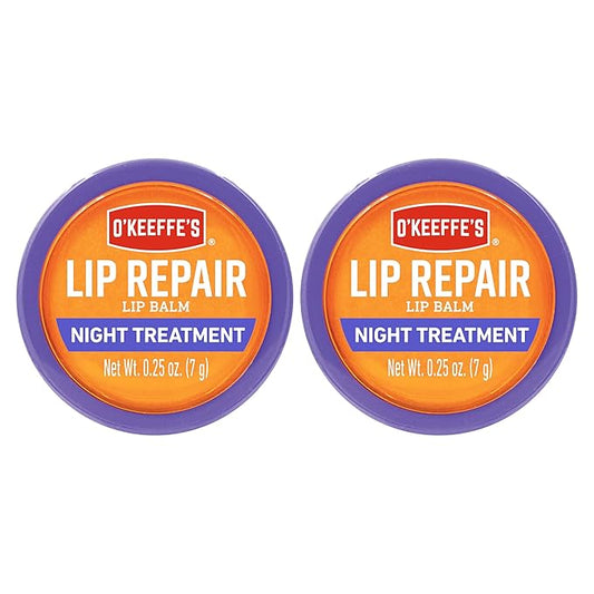 O'Keeffe's Lip Repair Night Treatment Lip Balm, 0.25 Ounce Jar, (Pack of 2)-Velvo Beauty