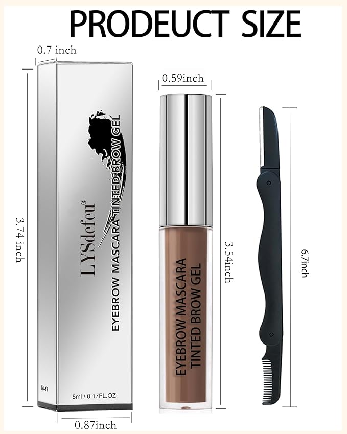 Waterproof Tinted Brow Gel- Long Lasting SmudgeProof Liquid Eyebrow Makeup, Eyebrow Mascara Tinted Brow Glue, Eye Brow Filler, Volumizing Enhance Brow Mascara,With Brow Razor,Gift for Women- 03Brown-Velvo Beauty