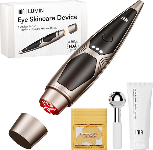 INIA Under-Eye Red Light Therapy for Face, 4-in-1 Beauty Device with Heat, Vibration, Massage & Red Light for Dark Circles, Puffiness & Skin Firming – Enhances Skincare Routine-Velvo Beauty