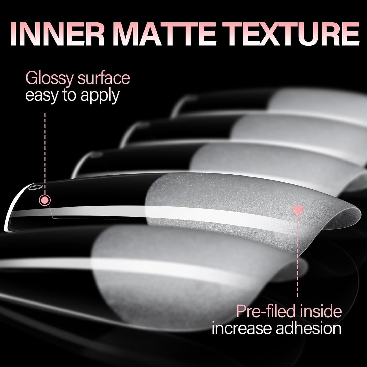 AILLSA Long Coffin Nail Tips - 450pcs Thickened Pre-shaped False Nail Tips Half Matte Nails Tips, Acrylic Fake Nails Extension for Home Salon DIY-Velvo Beauty