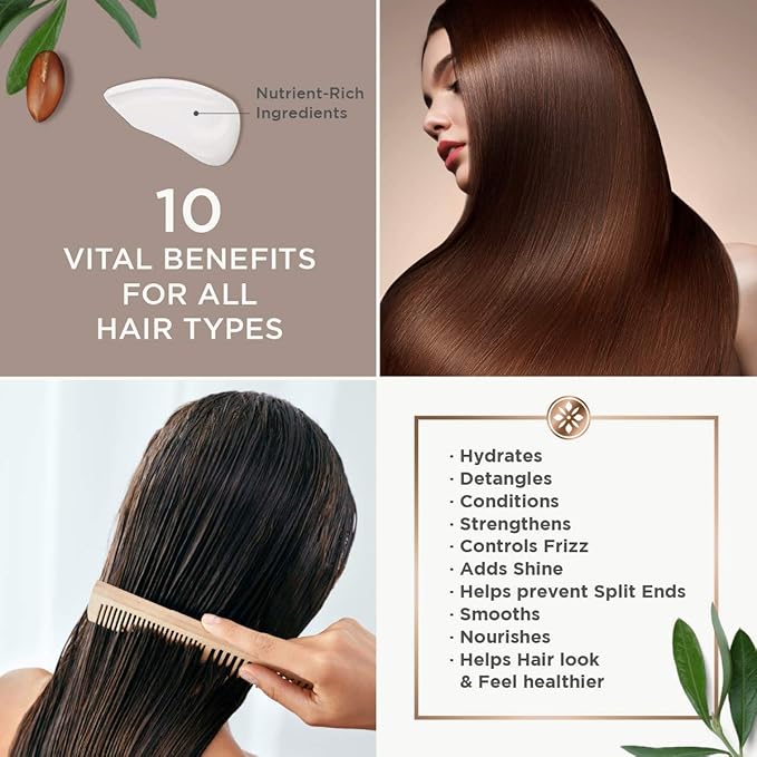 Argan Magic 10 in 1 Hair Treatment & Stylizing Multipurpose Leave in Spray for all Hair Types | Made in USA | Paraben Free | Cruelty Free (8 oz)-Velvo Beauty