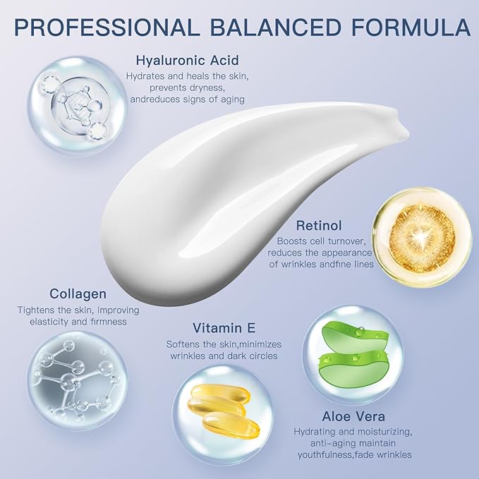 Instant Face Lift Cream with Retinol,Collagen & Hyaluronic Acid,Retinol Face Moisturizer for Wrinkles, Neck & Décolleté, Neck Firming Cream for Women & Men, 1.7 Fl Oz-Velvo Beauty