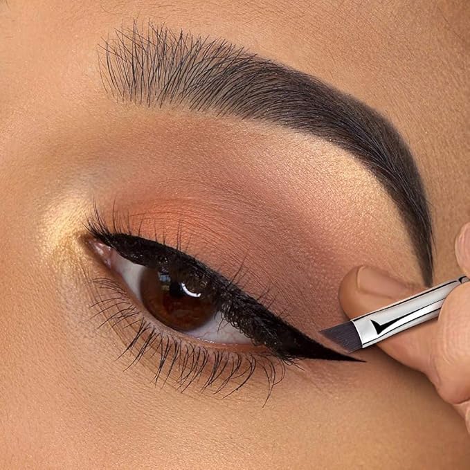 Eyeliner Brush Fine Angled - PRO Precision Gel Eye Liner Makeup Brush -Ultra Thin Slanted Flat Angle - Premium Cruelty Free Synthetic Bristles (E835 2piece)-Velvo Beauty