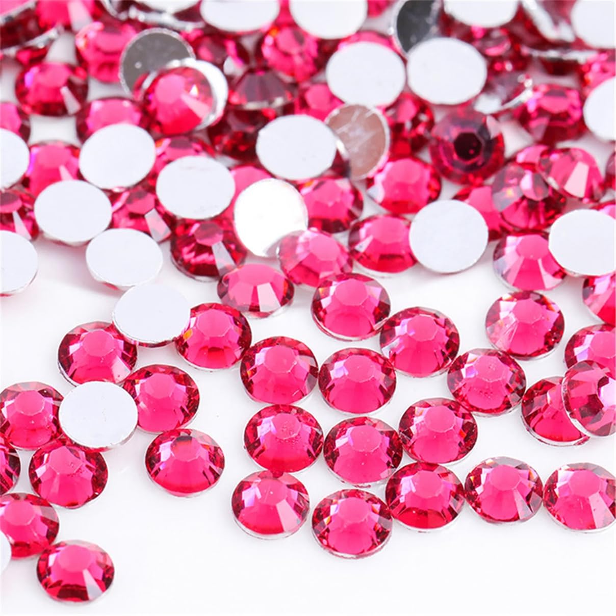 3000 Pieces SS6 2mm Flatback Rhinestones Clear Glass Round Gems Crystals for Nail Art DIY Crafts Clothes Shoes Bags （Light Rose Red）-Velvo Beauty