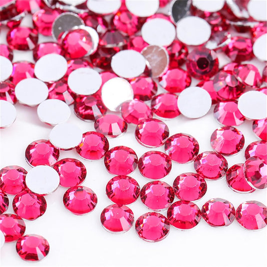 3000 Pieces SS6 2mm Flatback Rhinestones Clear Glass Round Gems Crystals for Nail Art DIY Crafts Clothes Shoes Bags （Light Rose Red）-Velvo Beauty