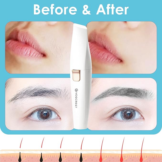Rechargeable Eyebrow and Facial Hair Remover for Women - 2 in 1 Razor with Built-in LED Light for Painless Hair Removal-Velvo Beauty
