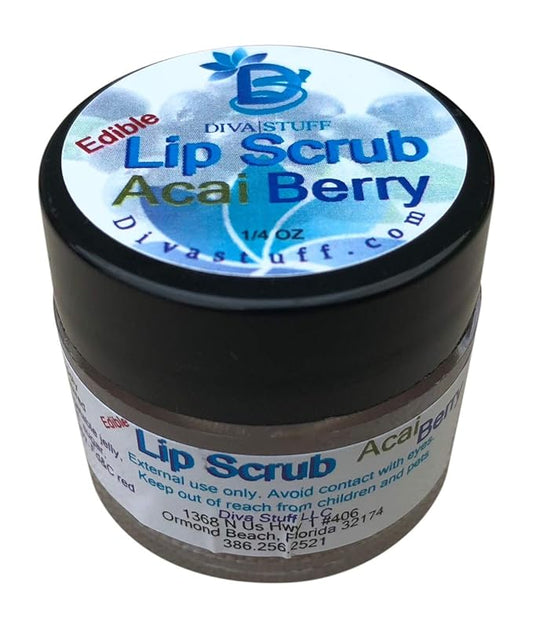 Diva Stuff Ultra Hydrating Lip Scrub for Soft Lips, Gentle Exfoliation, Moisturizer & Conditioner, Acai Berry – ¼ oz (Made in the USA)-Velvo Beauty