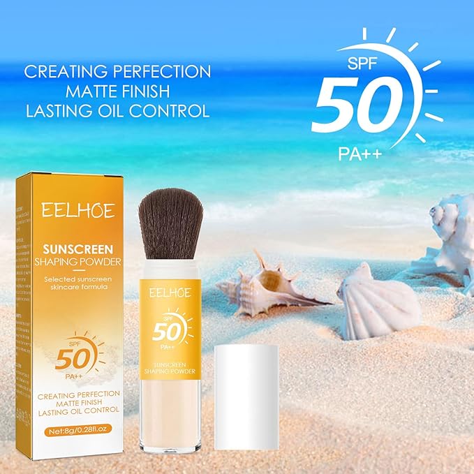 Mineral Sunscreen Setting Powder, SPF 50 PA++, Mineral Brush Powder, Matte Translucent Loose Setting Powder, Natural Oil Control Lightweight Face Powder for All Skin, Smooth, Lasting, Breathable-Velvo Beauty