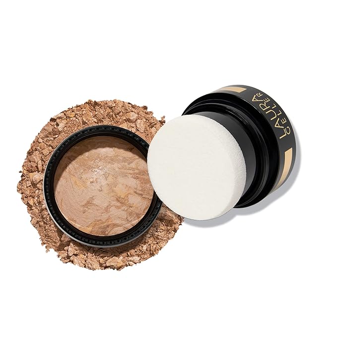 LAURA GELLER NEW YORK Award-Winning Baked Balance-n-Brighten To Go Color Correcting Powder Foundation - Medium - Buildable Light to Medium Coverage - Demi-Matte Natural Finish-Velvo Beauty