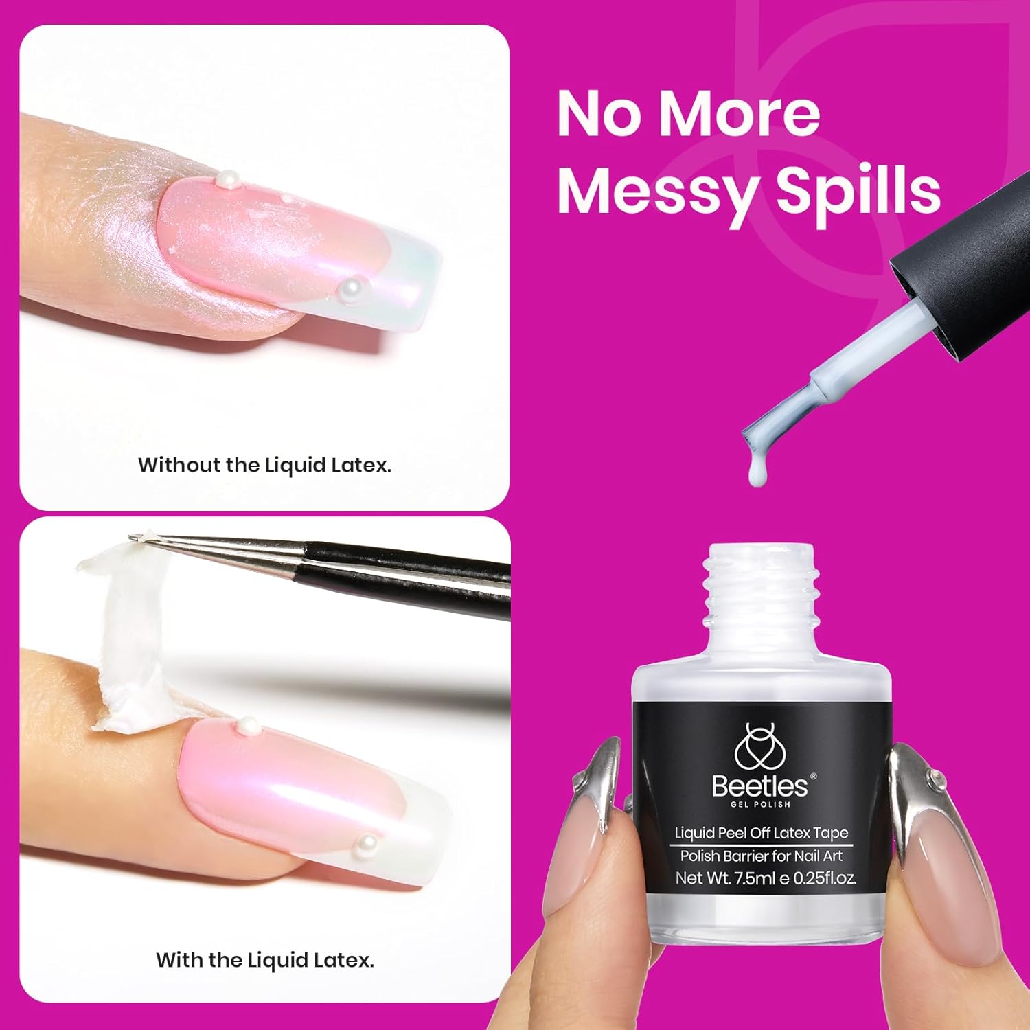 Beetles Chrome Nail Powder 8 Colors Metallic Mirror Effect Chrome Nail Powder with Liquid Latex Tape Kit,White Silver Pigment Iridescent Mermaid Glitter Pink Blue, Gel Polish Decoration Gift for Women-Velvo Beauty