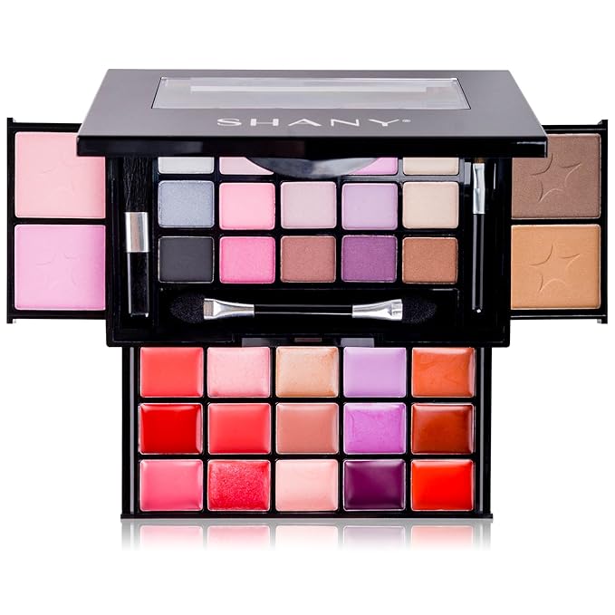 SHANY Fierce & Flawless All-in-One Makeup Set Compact with Mirror, 15 Eye Shadows, 2 Bronzers, 2 Blushes and 15 Lip/Eye Glosses, Makeup Applicators, Premium Giftable Packaging-Velvo Beauty