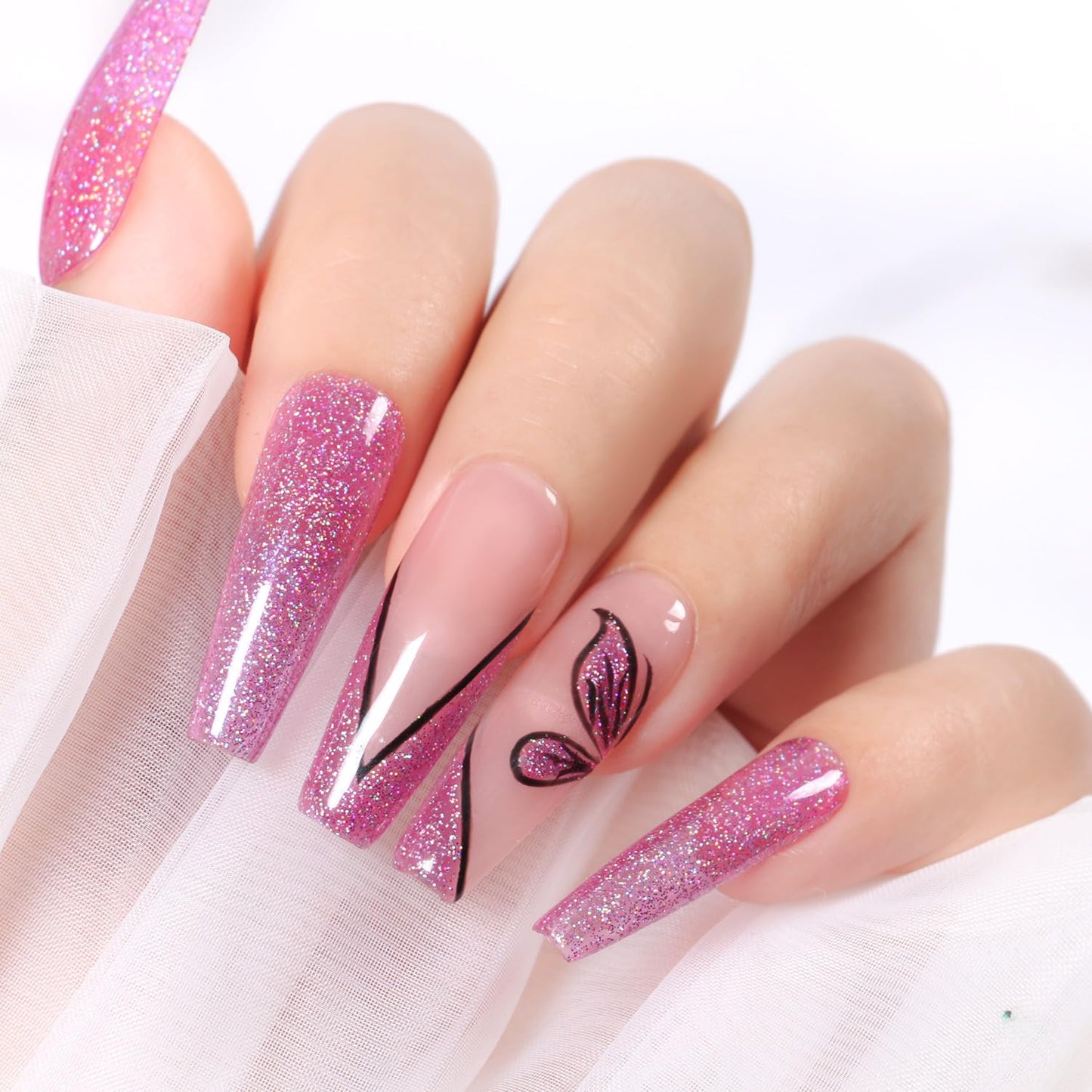 Major Dijit Quick Dry Nail Polish Glitter VioletRed Summer Nail Lacquer for Nail Art Regular Nail Polish 0.41 fl oz.-Velvo Beauty