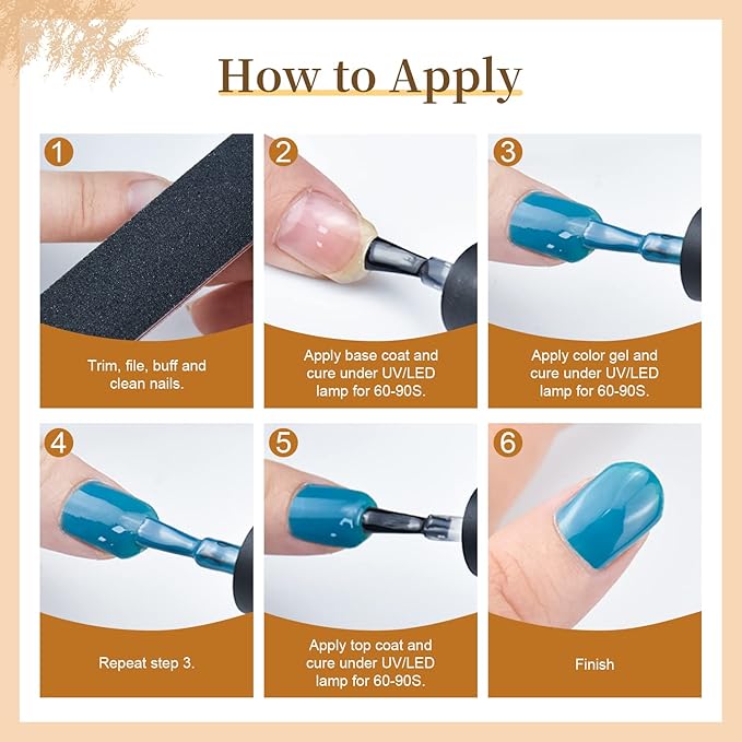 JODSONE 60 PCS Gel Nail Polish Set with 5 Bottles of Base and Glossy Matte Top Coat Soak off Gel Nail Set Suitable for All Seasons Gifts-Velvo Beauty