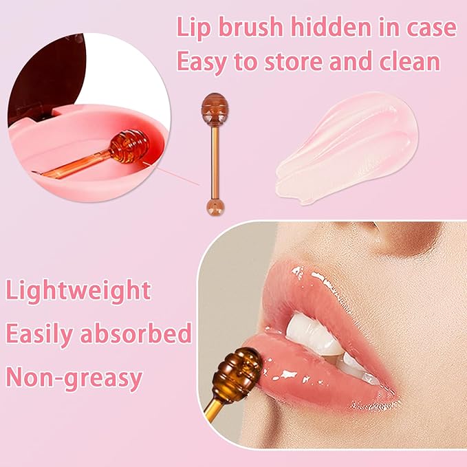 3 Pcs Bee Lip Balm Honey Pot, Cherry Watermelon Apple Lip Mask Overnight, Moisturizing Lip Sleeping Mask, Hydrate Repair Prevent Dry Cracked Lip Exfoliator Lip Care (Cherry+Watermelon+Apple Lime)-Velvo Beauty