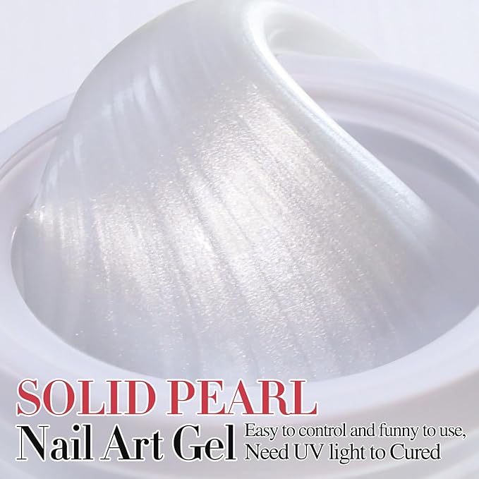 Double Rhythm 3D Nail Gel Pearl Solid Sculpting Gel for Nail Art Non-Sticky Hard Gel for Building Carving Molding Nail Extension Soak Off UV/LED Nail Art Salon Home DIY 0.5 Oz (Silver-Silk 01)-Velvo Beauty