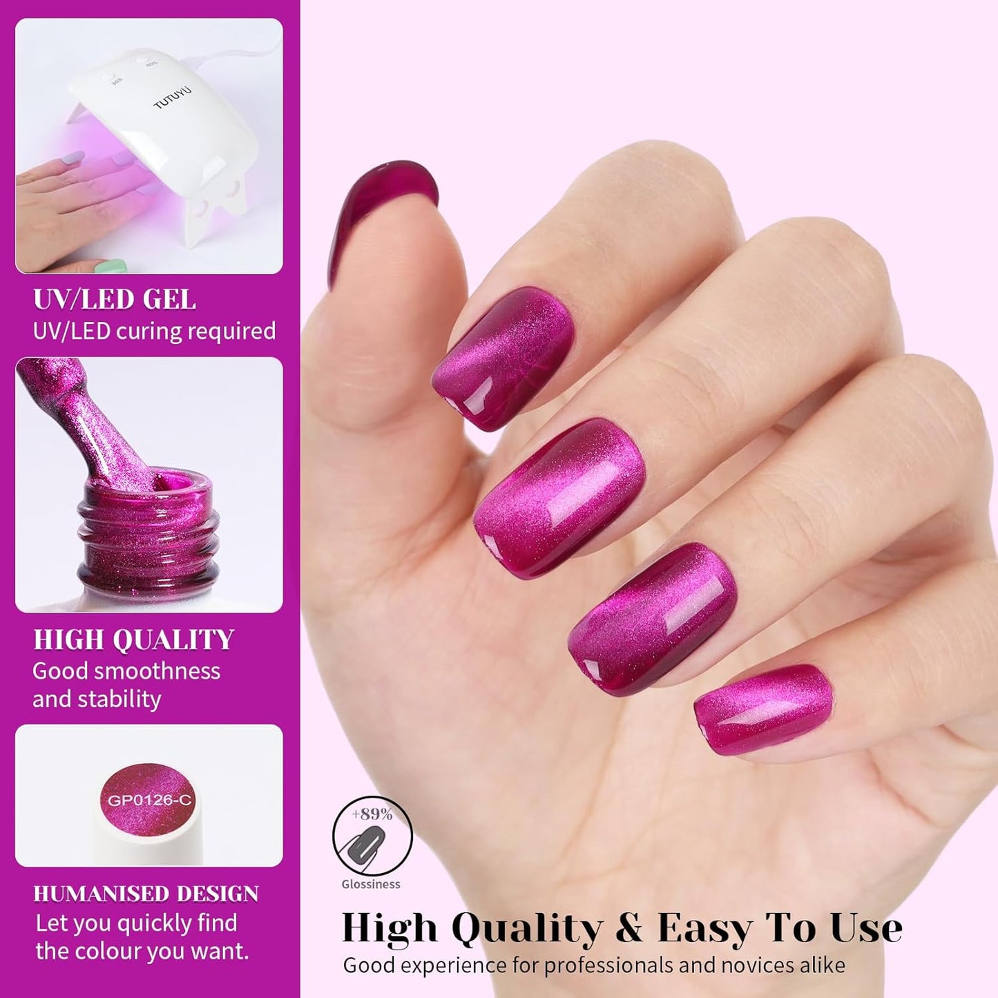 Purple Cat Eye Gel Nail Polish - Perfect for DIY at Home & Ideal Gift for Nail Art Lovers!-Velvo Beauty