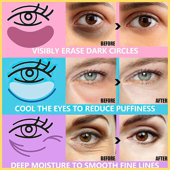 60 Pcs Under Eye Patches, 24K Gold Eye Masks, Collagen Anti Aging Eye Gel Pads, Moisturizing Eye Treatment for Puffy Eyes, Dark Circles, Wrinkles, Fine Lines, HYALURONIC ACID-Velvo Beauty