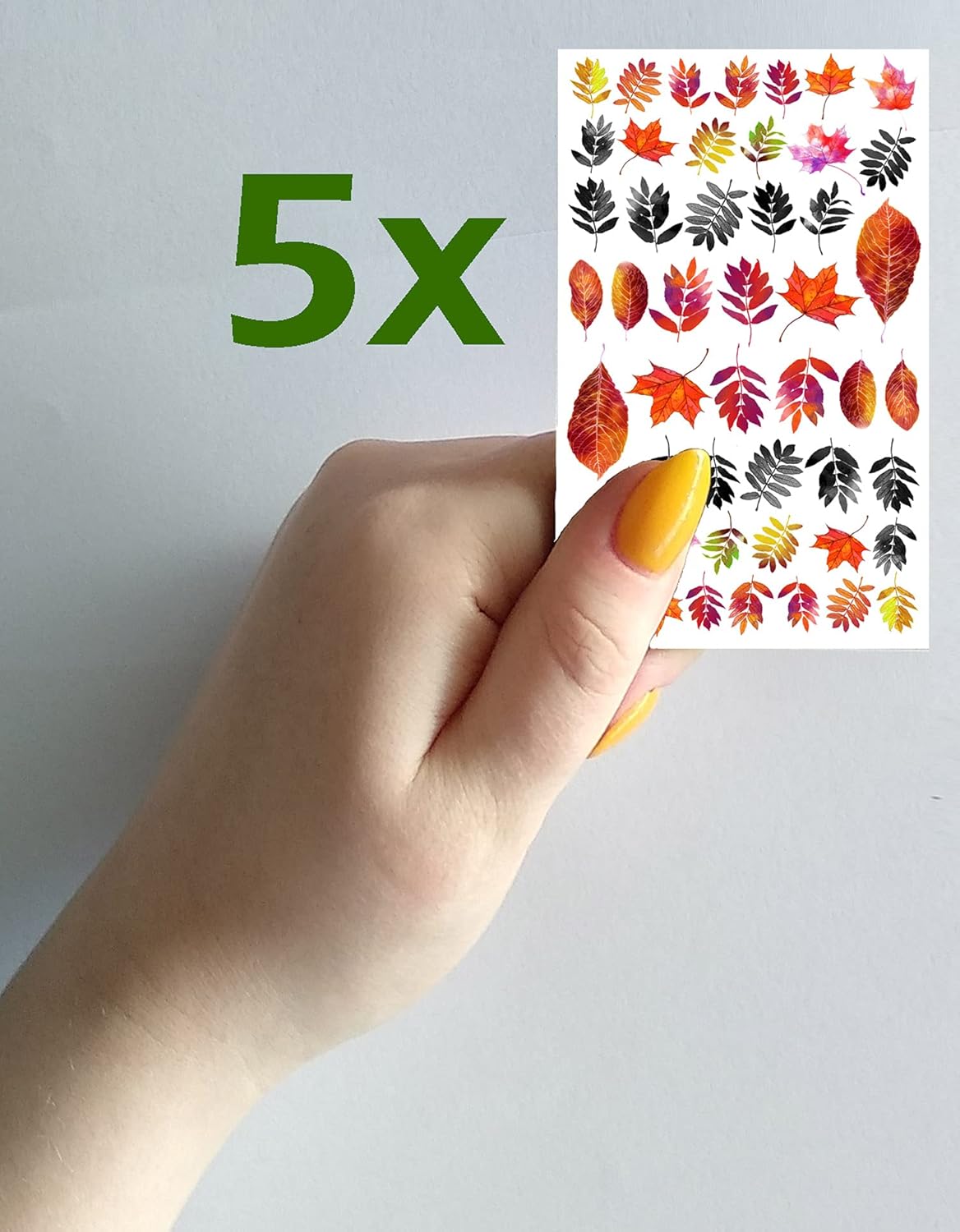 Nail Stickers Decal Transfers (5 Sheets) FLONZNAIL Autumn Leaves Vintage Watercolor Illustration-Velvo Beauty