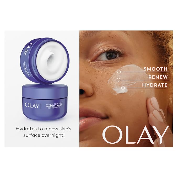 Olay Retinol Face Moisturizer, Smooth & Renew Cream for Women, Fragrance-Free - Anti-Aging, Anti-Wrinkle, Smooth Fine Lines, Tightening, Brightening - Recyclable Sustainable Eco Jar, Non-Greasy, 2 Oz-Velvo Beauty