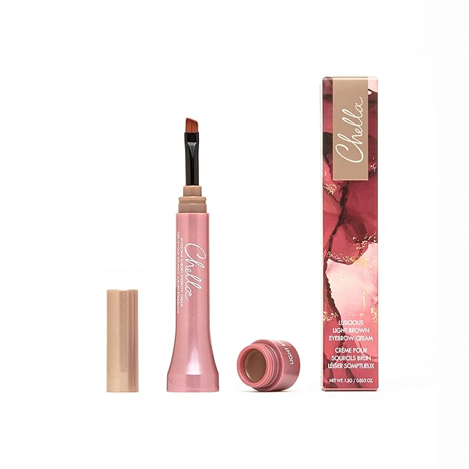 Chella Eyebrow Cream, Luscious Light Brown - Vegan, Cruelty Free, Paraben Free, Gluten Free Eyebrow Pomade Makeup - Long Wearing, Velvet Consistency, Water Resistant-Velvo Beauty