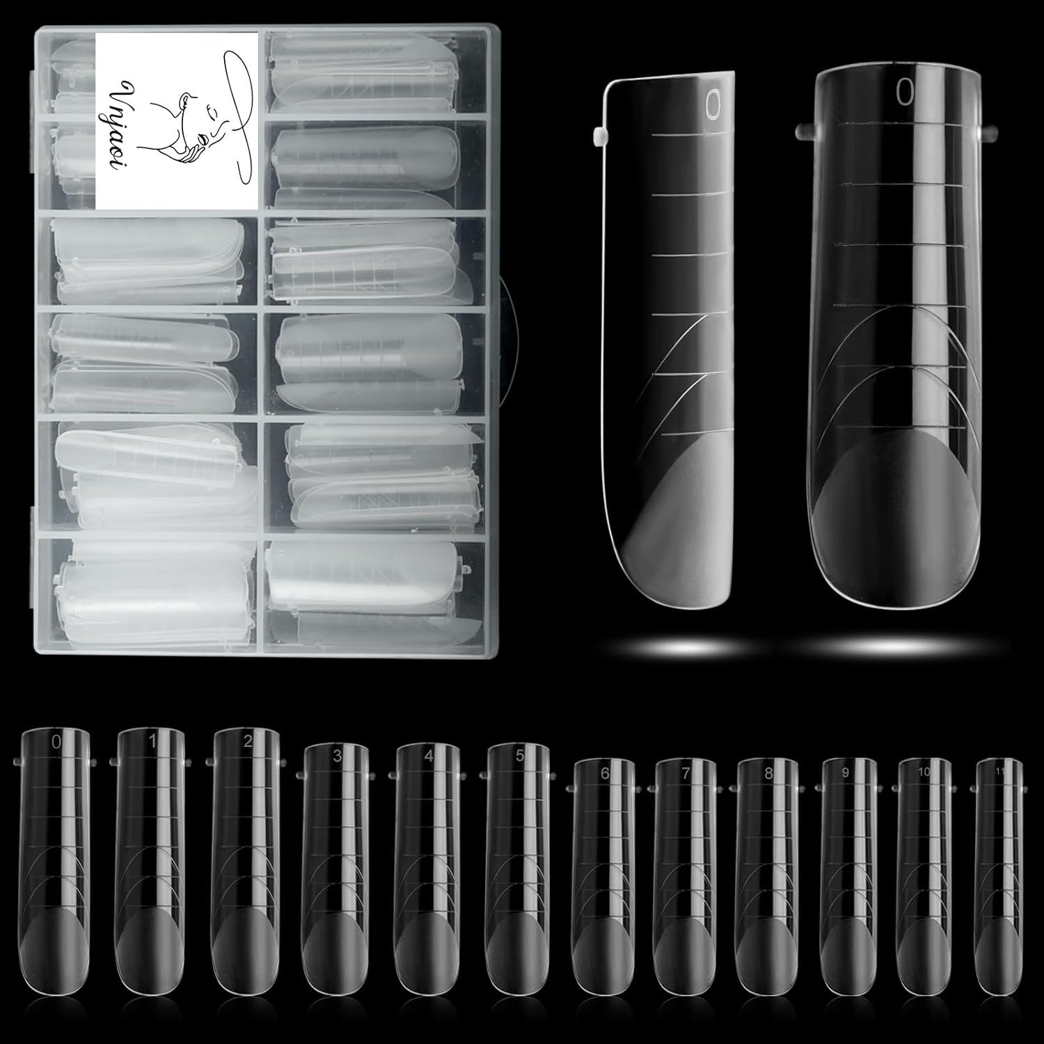 120 Pcs Poly Extension Gel Dual Nail Forms Nail Molds With Scale Builder Coffin Nail for Gel Manicure Nail Art Design Salon DIY at Home (Long Square Head Frosted Dual Nail Forms Set)-Velvo Beauty