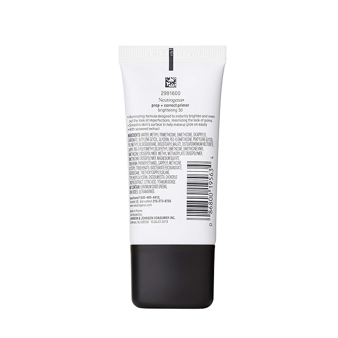 Neutrogena Prep + Correct Primer for Brightening Skin, Illuminating Makeup Primer with Seaweed Extract to Help Brighten Skin & Minimize Pores, 1.0 oz-Velvo Beauty